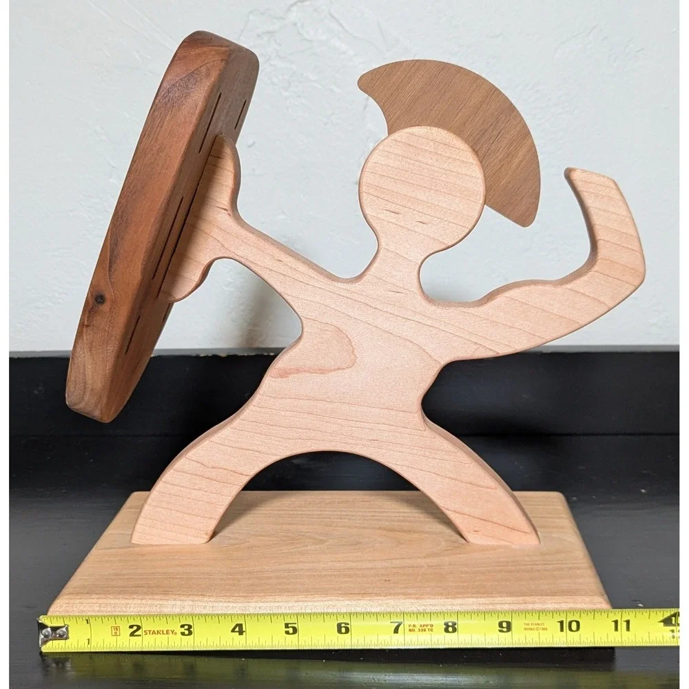 Missing Digit Wood Shop Natural Wood Spartan Warrior Knife‎ Block